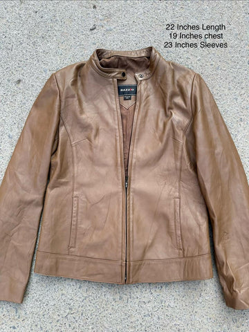 Razzio Camel Leather Cafe Racer Jacket