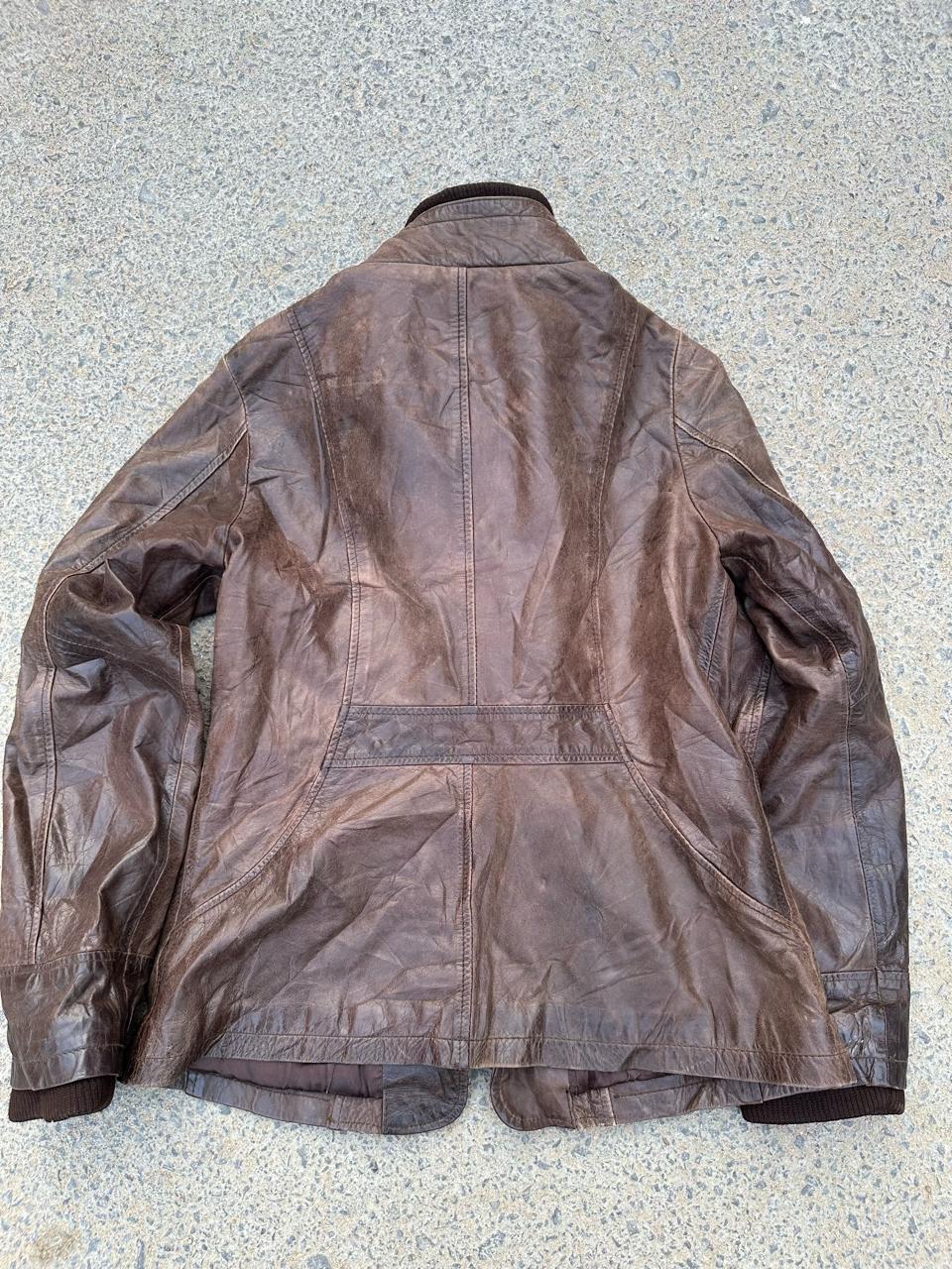 Vintage Brown Leather Field Bomber Jacket