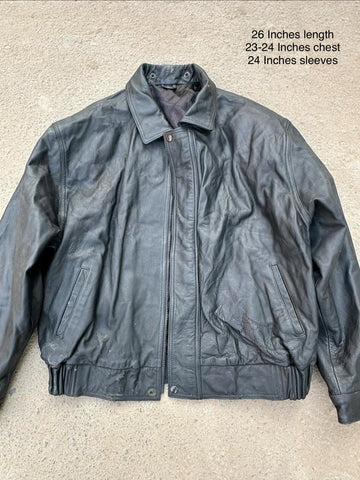 Calsta Black Leather Heritage Bomber Jacket