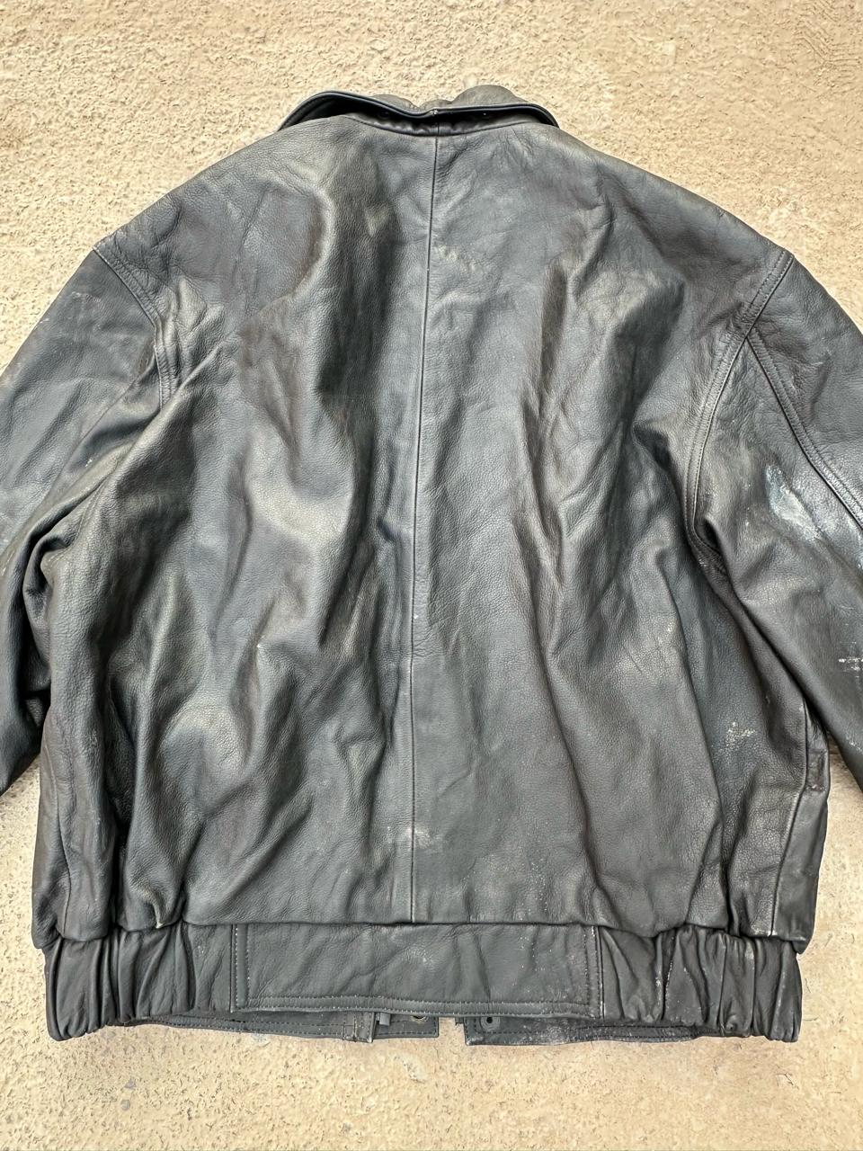 Calsta Black Leather Heritage Bomber Jacket