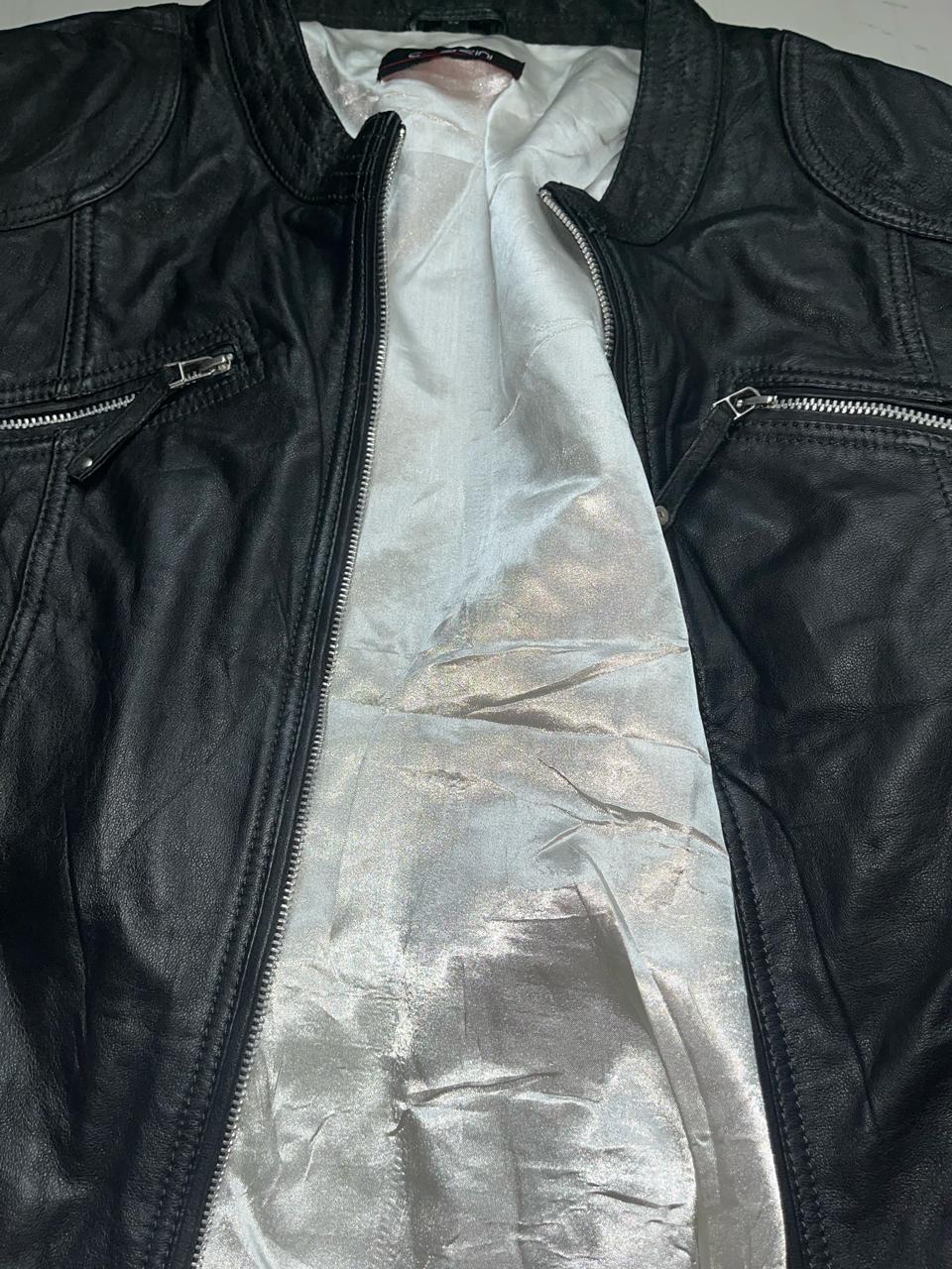 Cabro Black Leather Cafe Racer Jacket