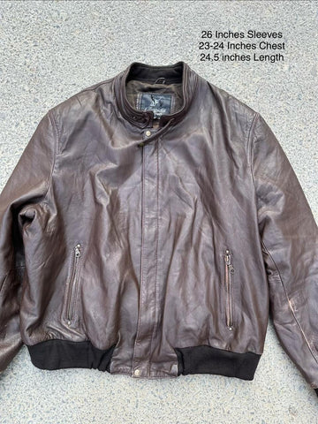 Filippidis Chocolate Brown Leather Bomber Jacket