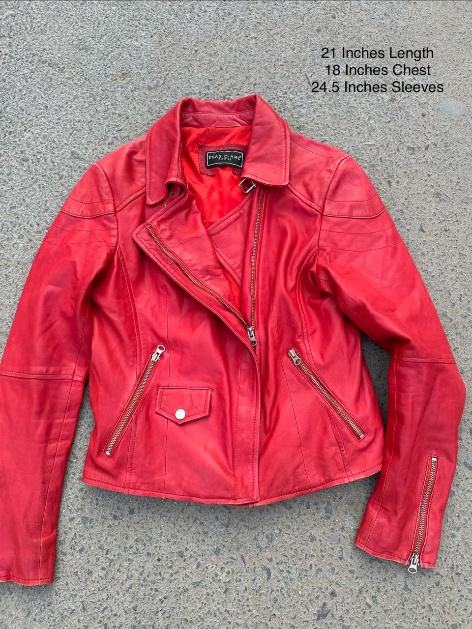 Poppy Jacket Peau D’Ane Paris Poppy Red Leather Biker Jacket – My Store