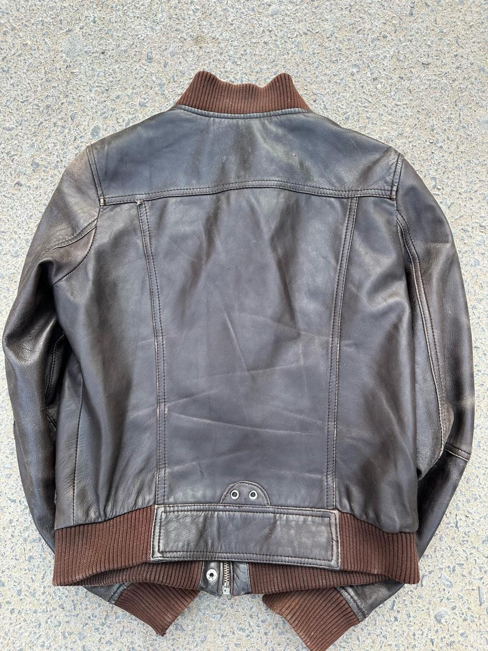 Just Leather Espresso Brown Utility Bomber Jacket
