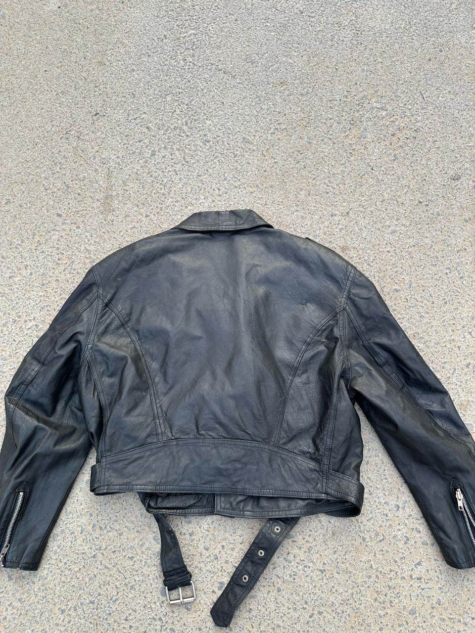 Perfecto Noir Cropped Black Leather Biker Jacket