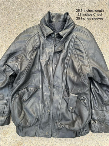 Vintage Pleated Leather Bomber Jacket