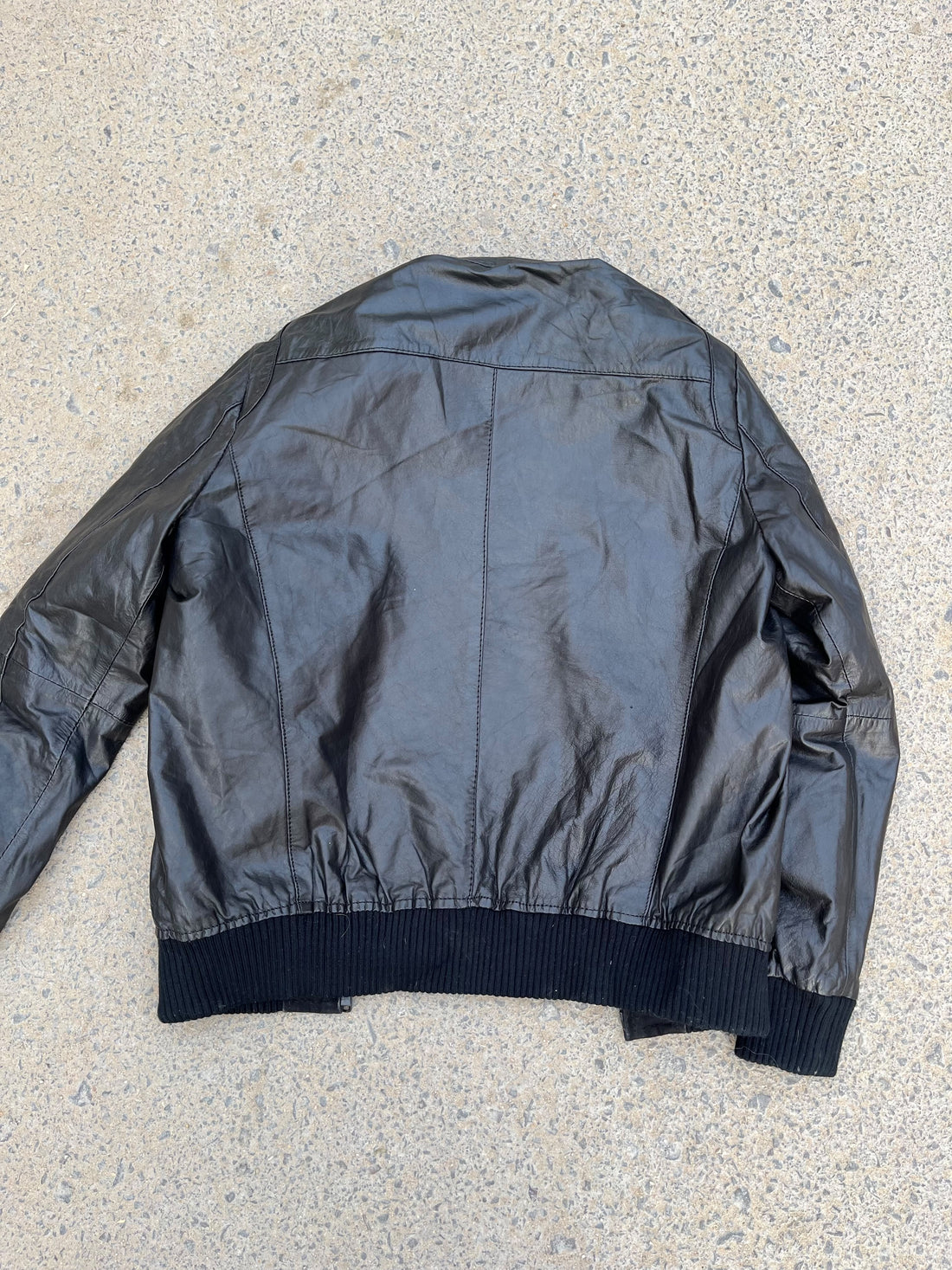 Vintage Utility Black Leather Bomber